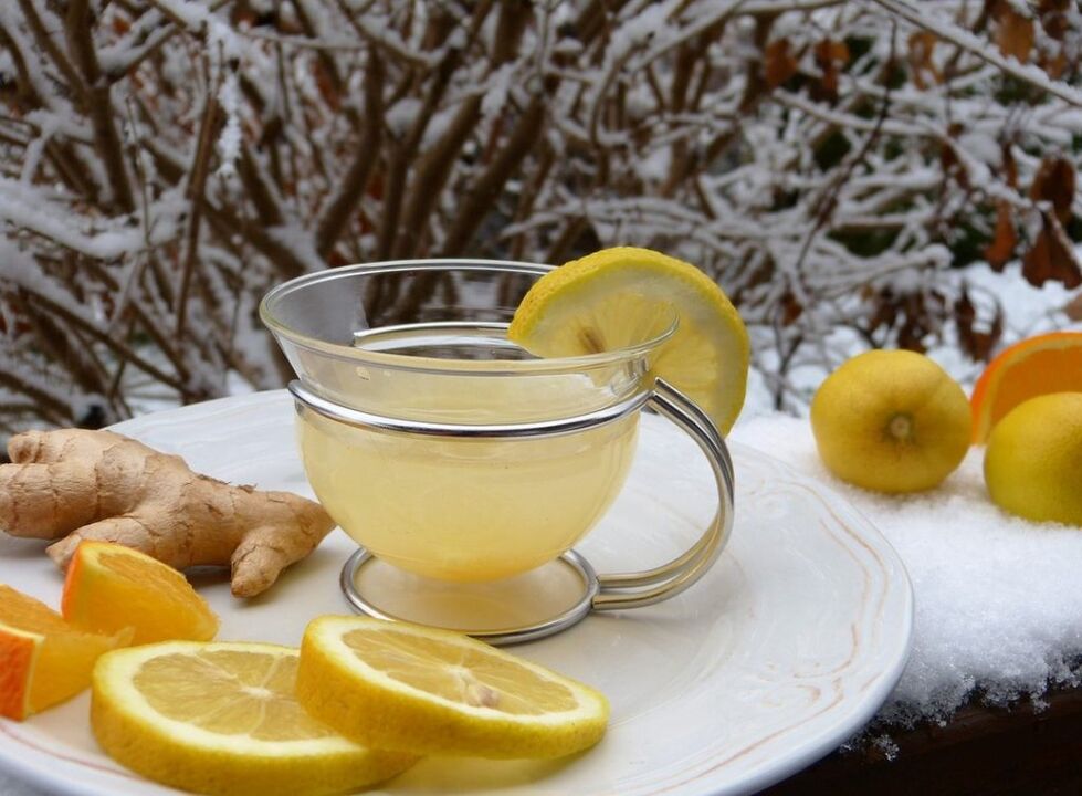 Lemon tea based on ginger to enhance potency